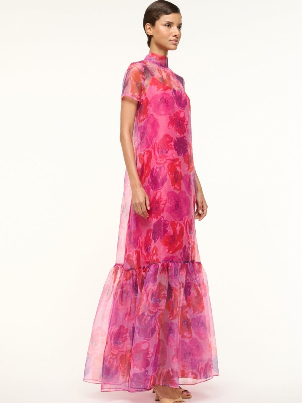 Staud Calluna Dress Magenta Painted Floral Size XL - Picture 6 of 15